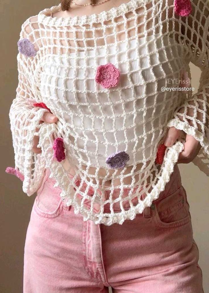 Crochet Knit Flower Top (pinterest design)