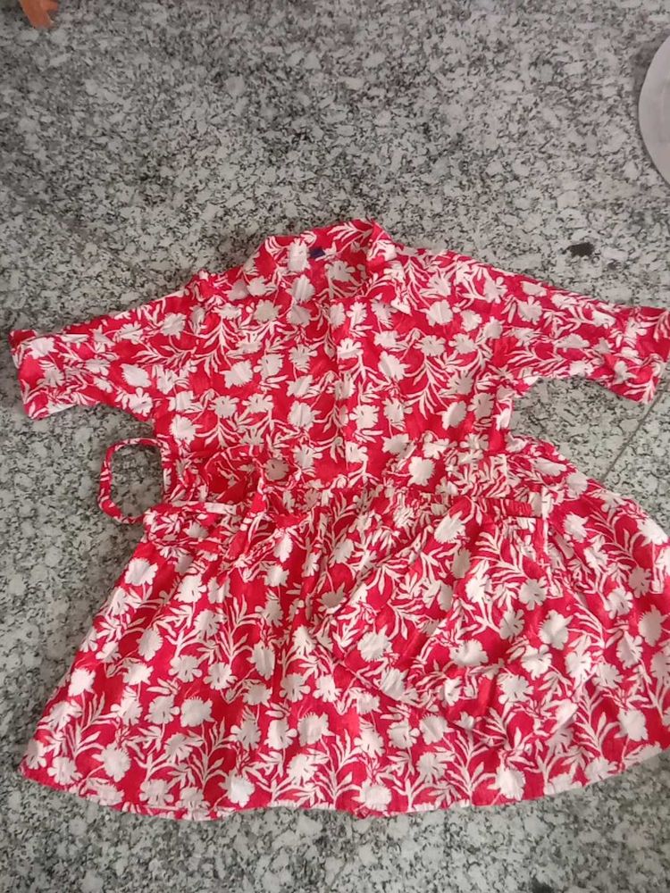 Red &amp; White Floral Baby Dress