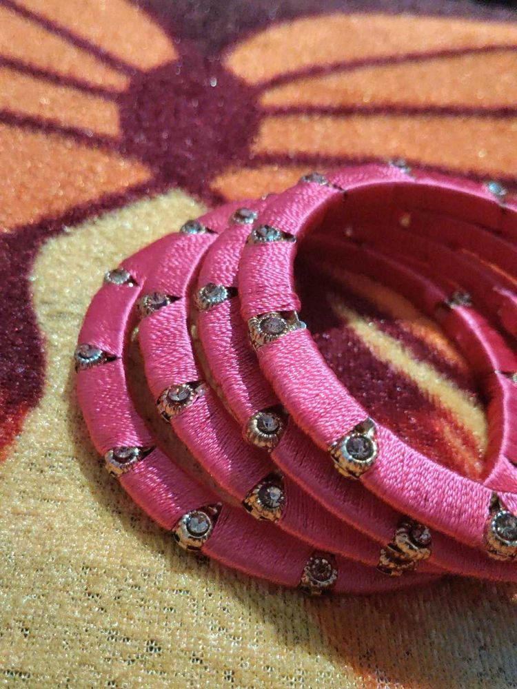 Pink Silk Thread Bangles