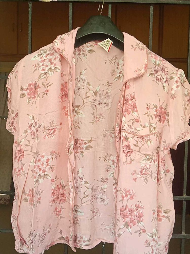 Floral Print Pink Blouse
