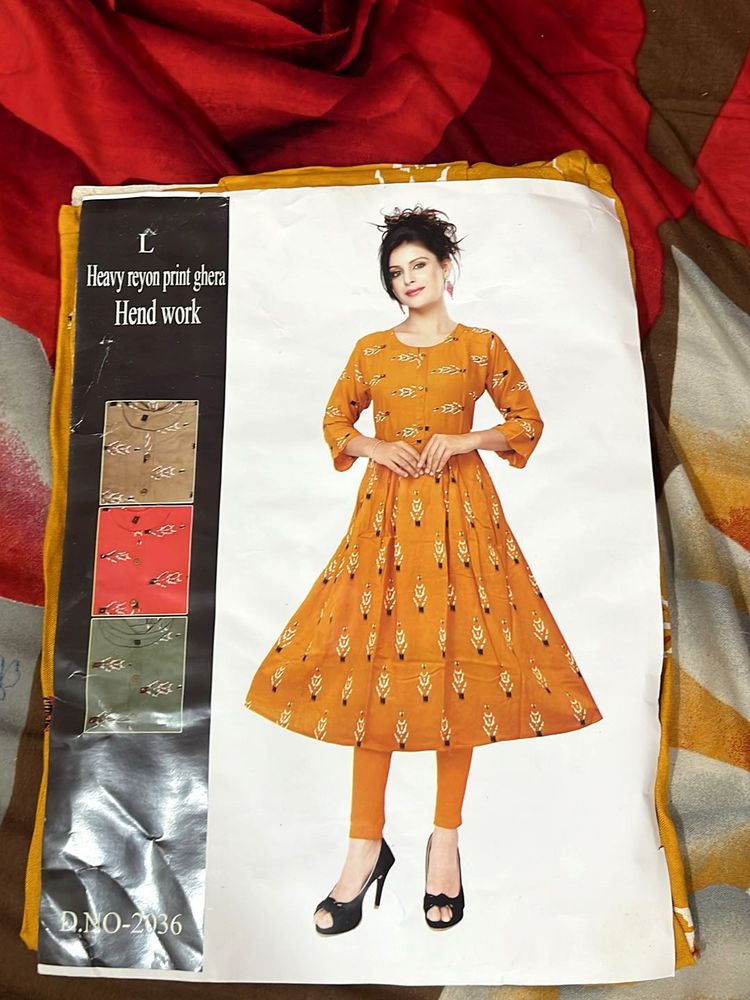 Heavy Rayon Print Ghera Suit