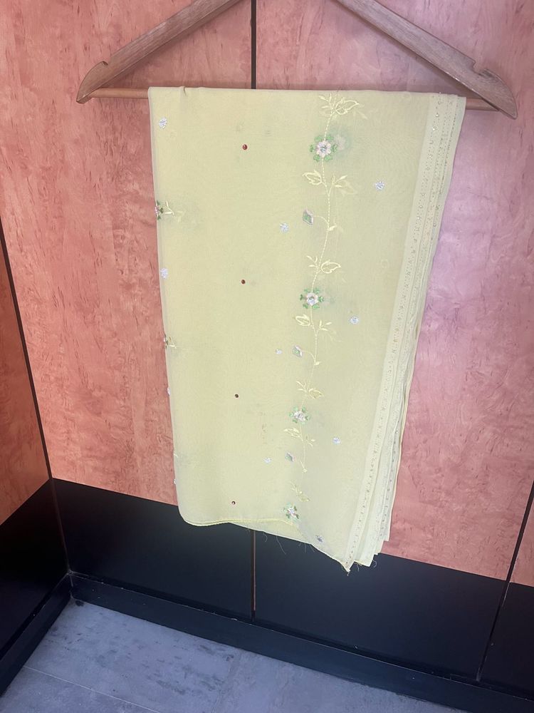 New embroidered lemon yellow dupatta