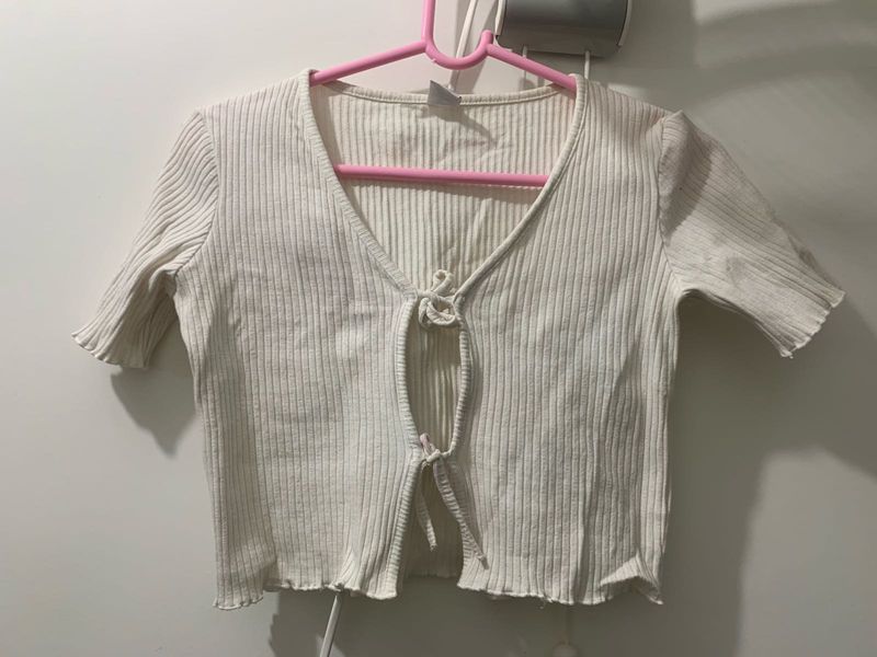 Tie-Front Ribbed Top