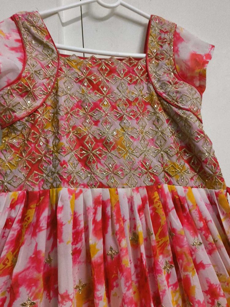 Tie-Dye Embellished Long Frock