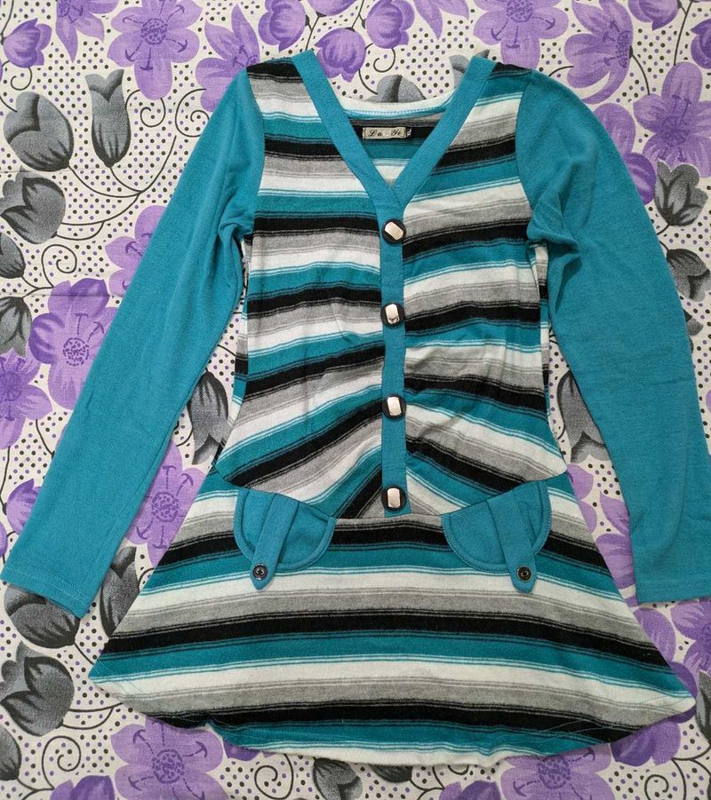 Ocean Blue Woolen Top/Tunic