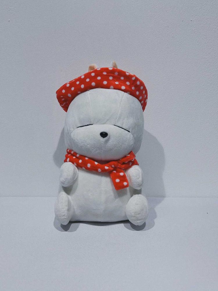 Cute Plushie with Polka Dot Scarf &amp; Beret