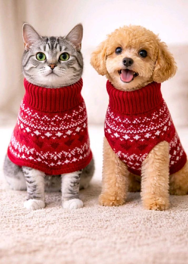 Dog Winter Sweater – Red Printed