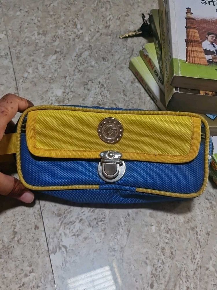 Vintage Blue &amp; Yellow Pouch