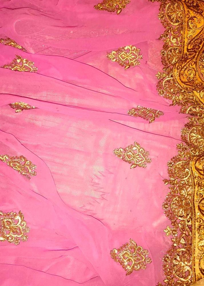 Pink Embroidered Saree