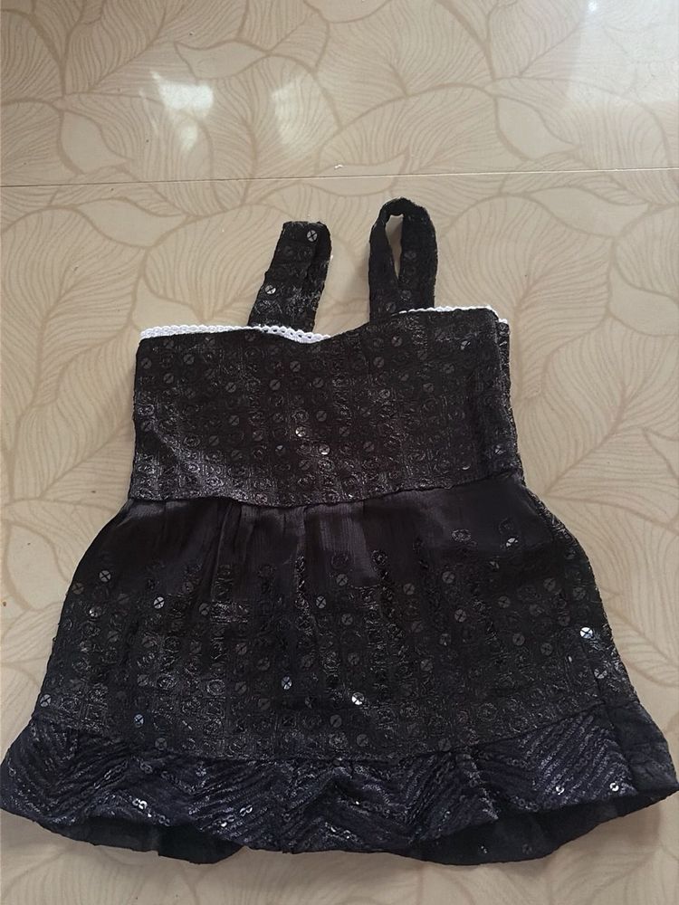 Girls Black Sequin Dress