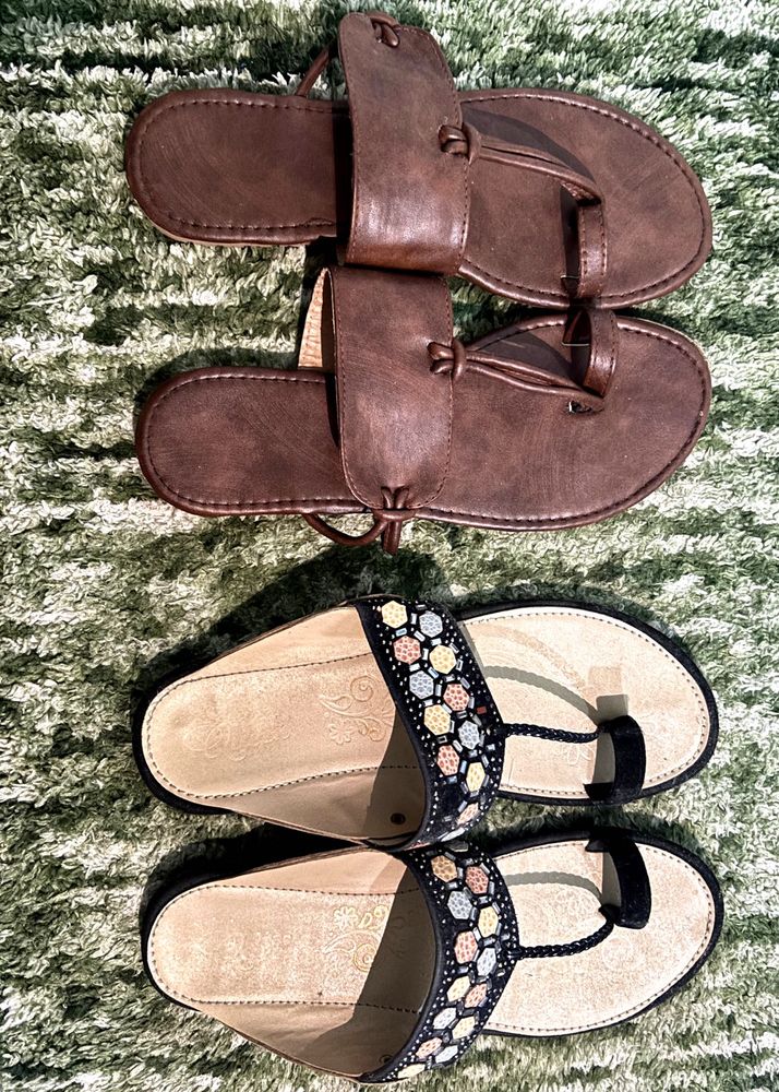 Leather &amp; Embellished Sandals - UK Size 5
