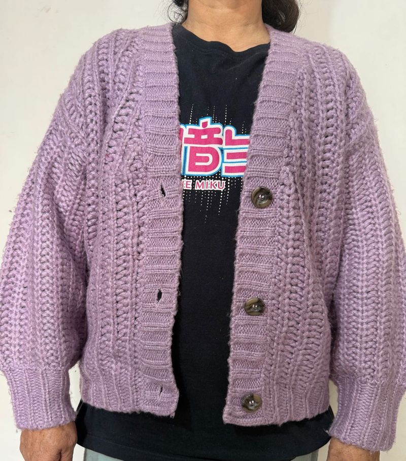 Lavender Knit Cardigan
