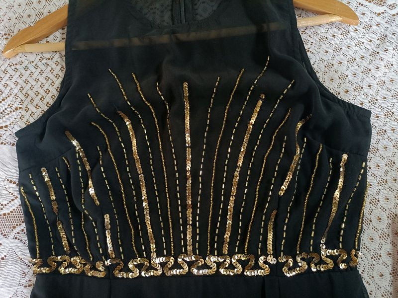 Black Dress With Gold Work