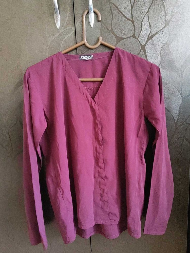 Maroon V-Neck Top