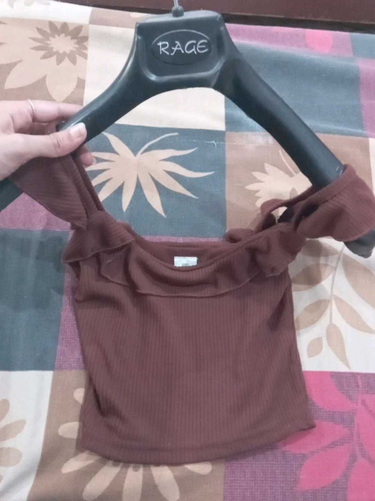 Pretty Chic muave Brown y2k Crop Top