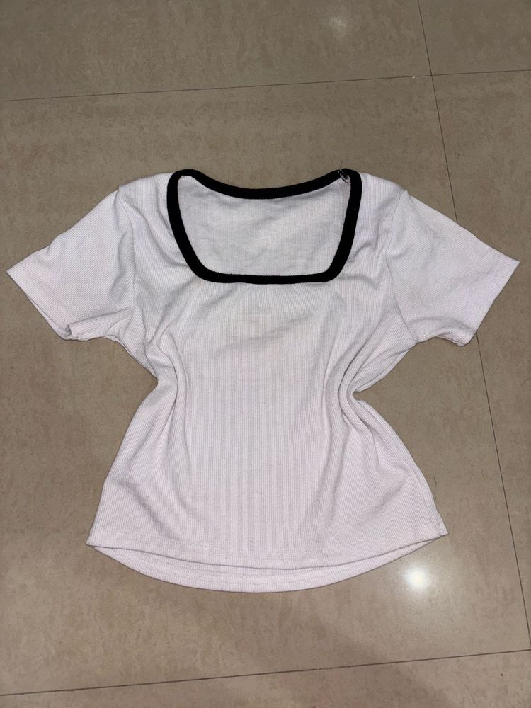 Chic White Square Neck Top