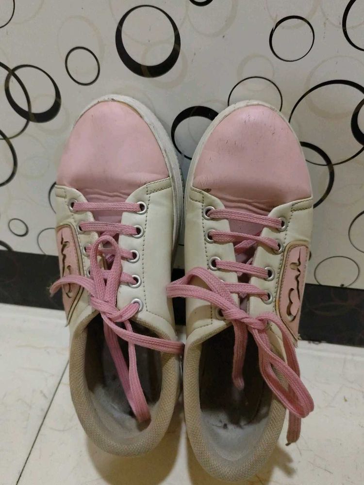 Cute Pink &amp; Cream Sneakers