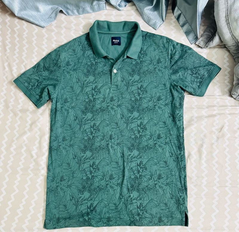 Green Floral Polo Shirt