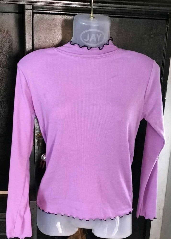 Women Casual Lavender Full Sleeves Top