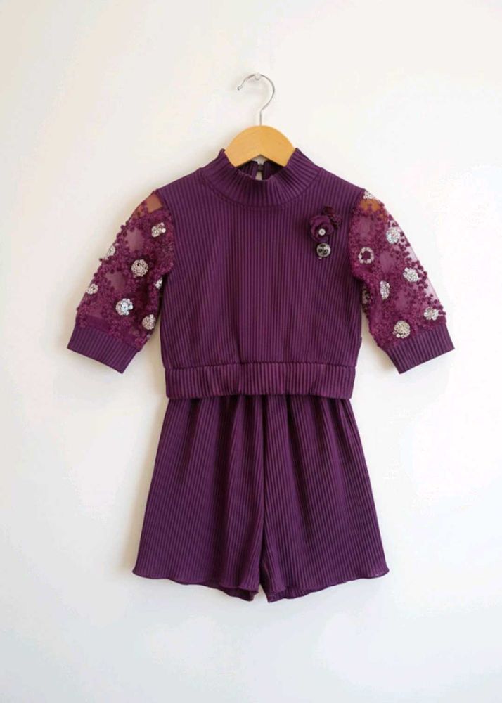 Purple Knit Top &amp; Pant Set