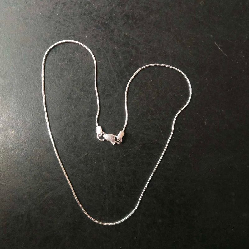 Pure Silver Tranding Thin Snack 🥨 Chain 16inch