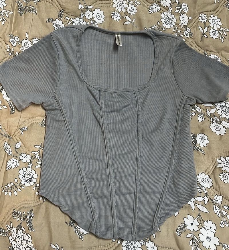 Gray Corset Style Tee