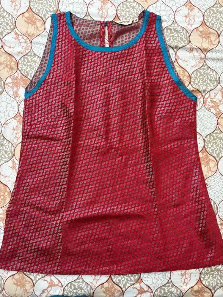 Red Silk Short Kurti