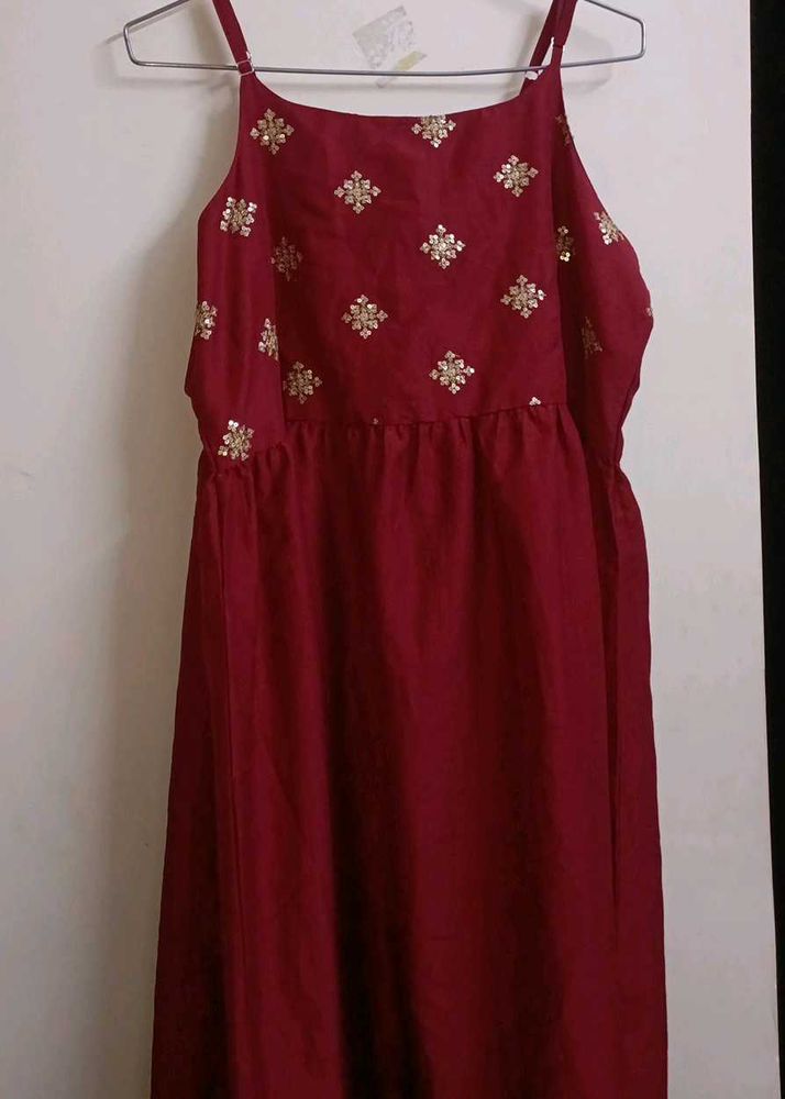 Maroon Sundress with Gold Accents