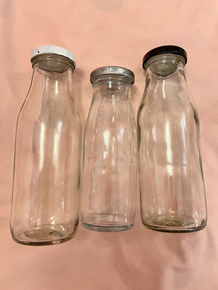 Set Of 3 Glass Bottles