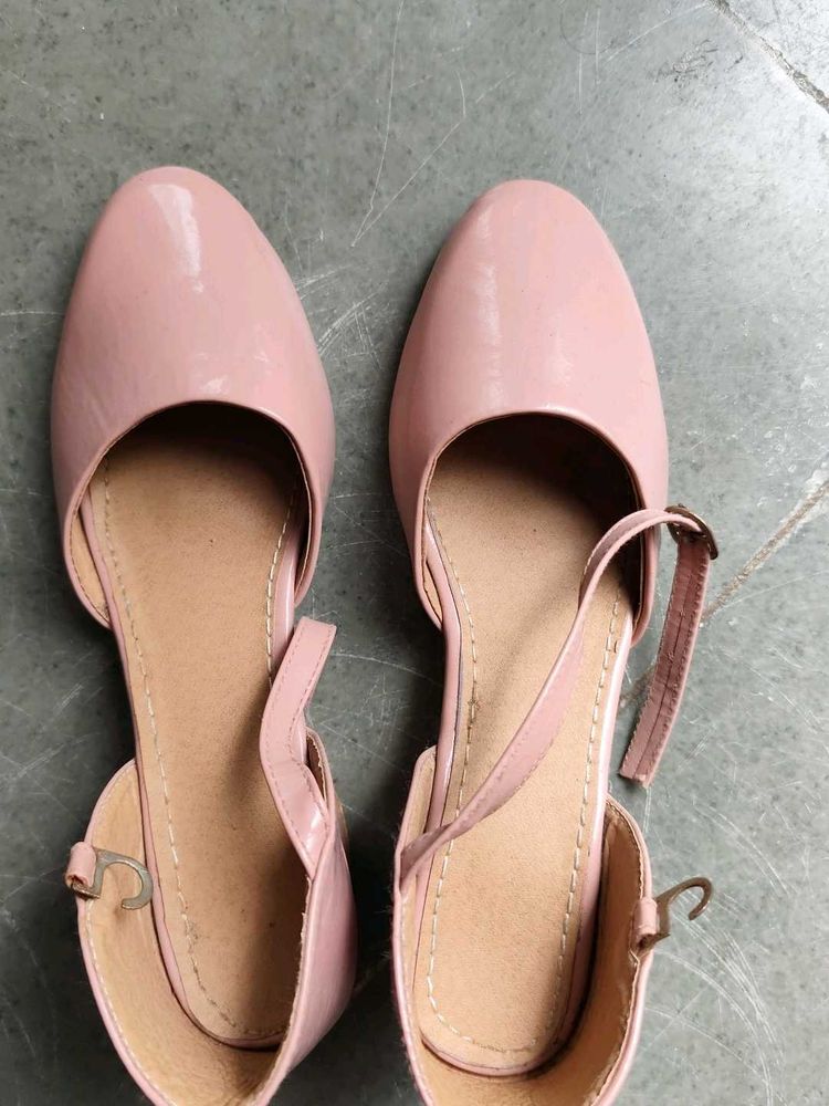 Chic Pink Patent Ankle Strap Ballet Flats