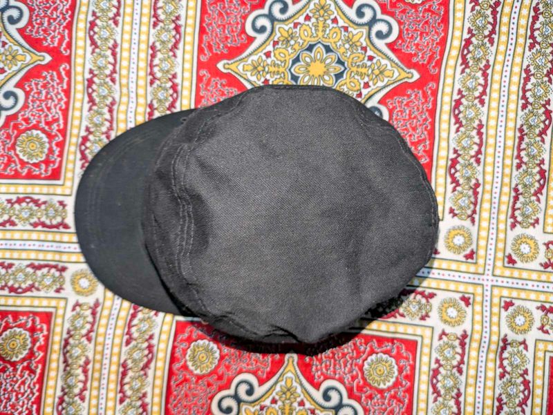 black cap with Chrome accessories