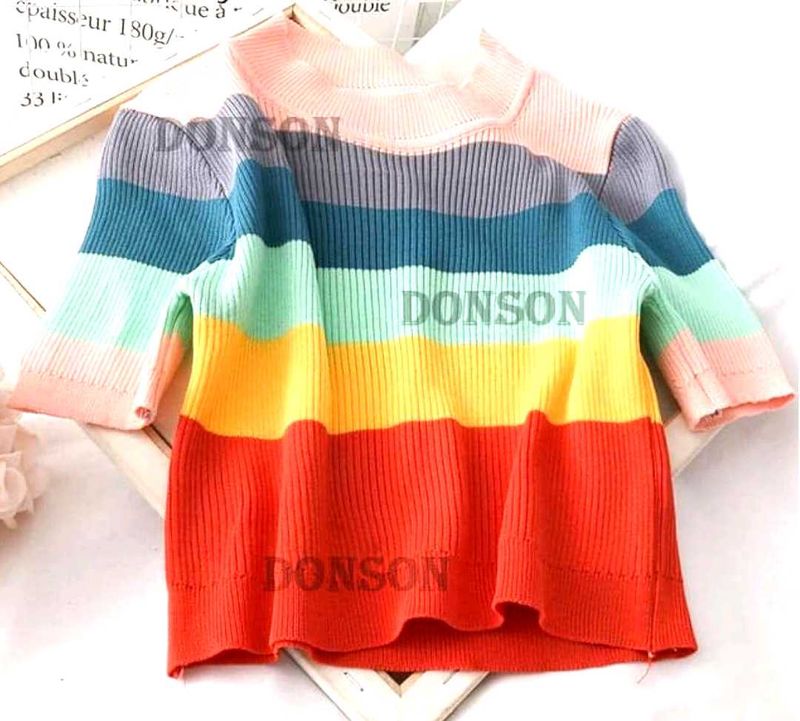 Rainbow Striped Knit Top