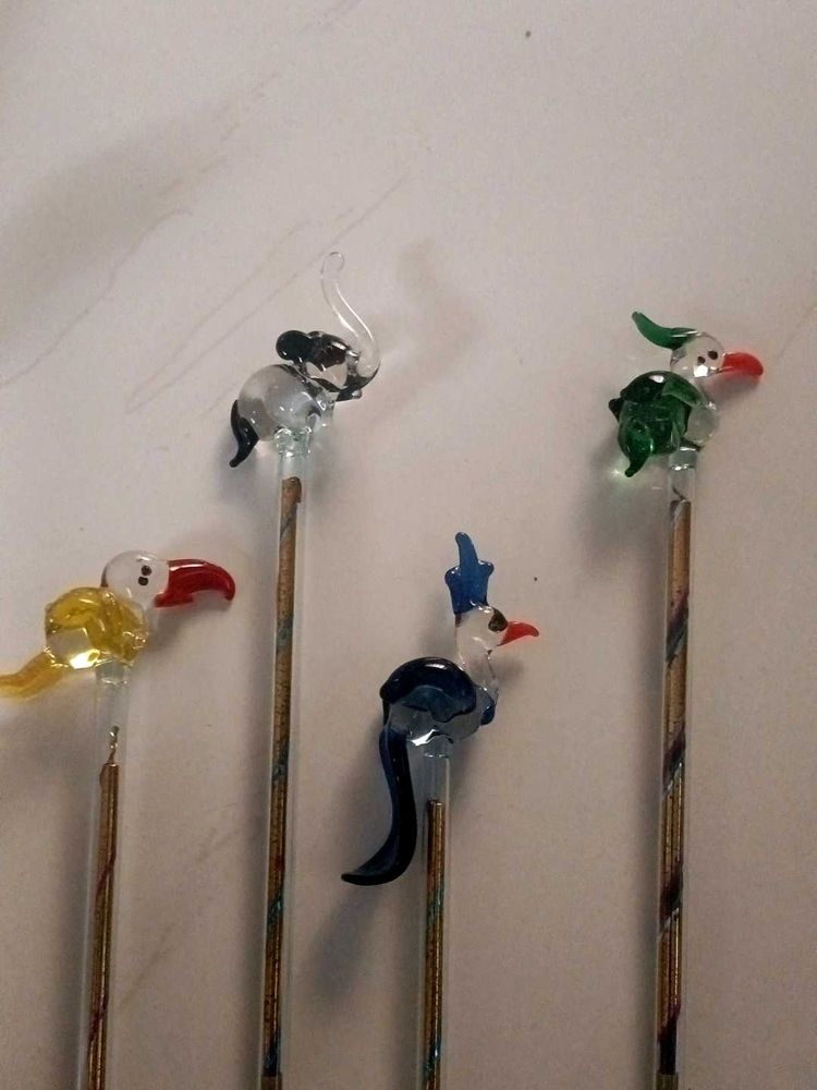Set Of 4 Glass Stirrers