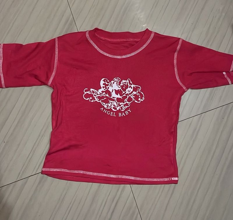 Red &#39;Angel Baby&#39; Graphic Tee