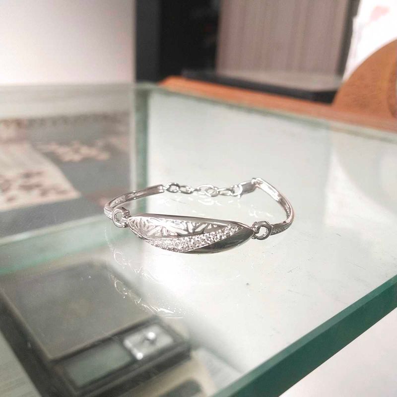 Pure Silver Rhodium Polish hand Bracelet
