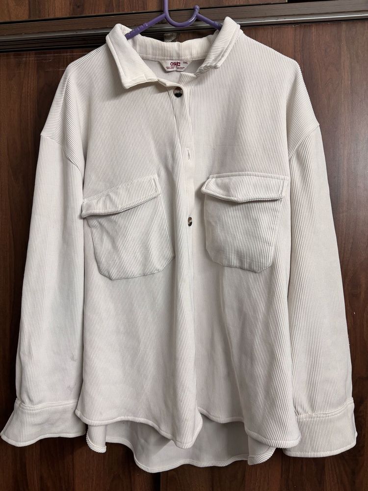Oversized Cream Corduroy Jacket Shirt