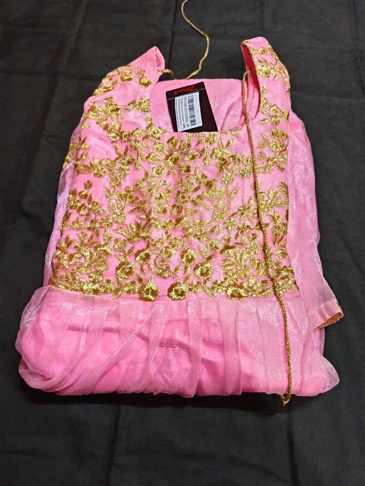Pink Embroidered Ethnic Gown