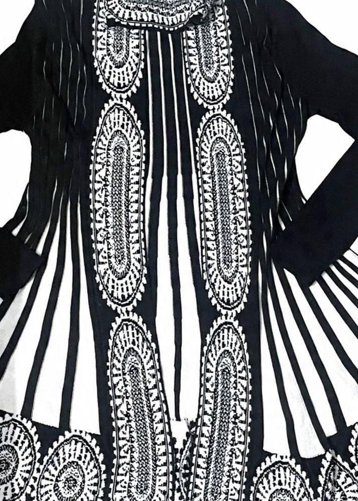 Patterned Black &amp; White Dress