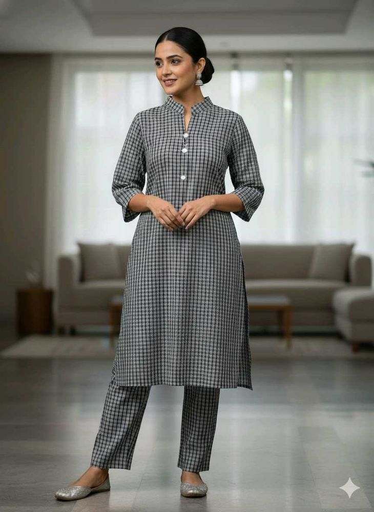 Checkered Kurta Pant Set
