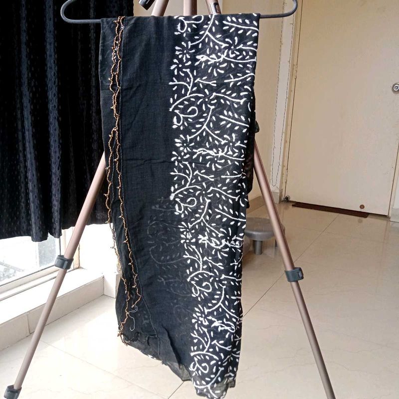 Black Pure Cotton Dupatta