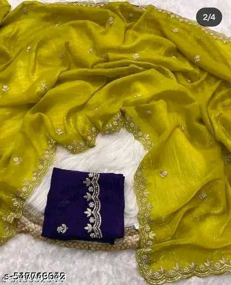 Elegant Yellow Embellished Saree