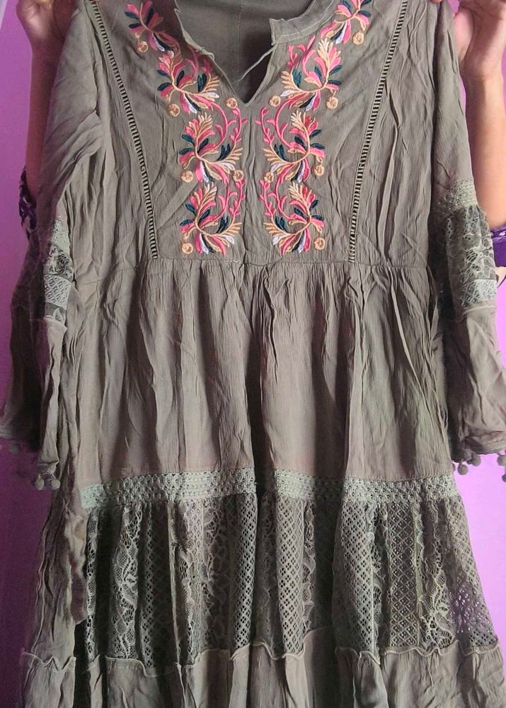 Boho Embroidered Tunic Dress