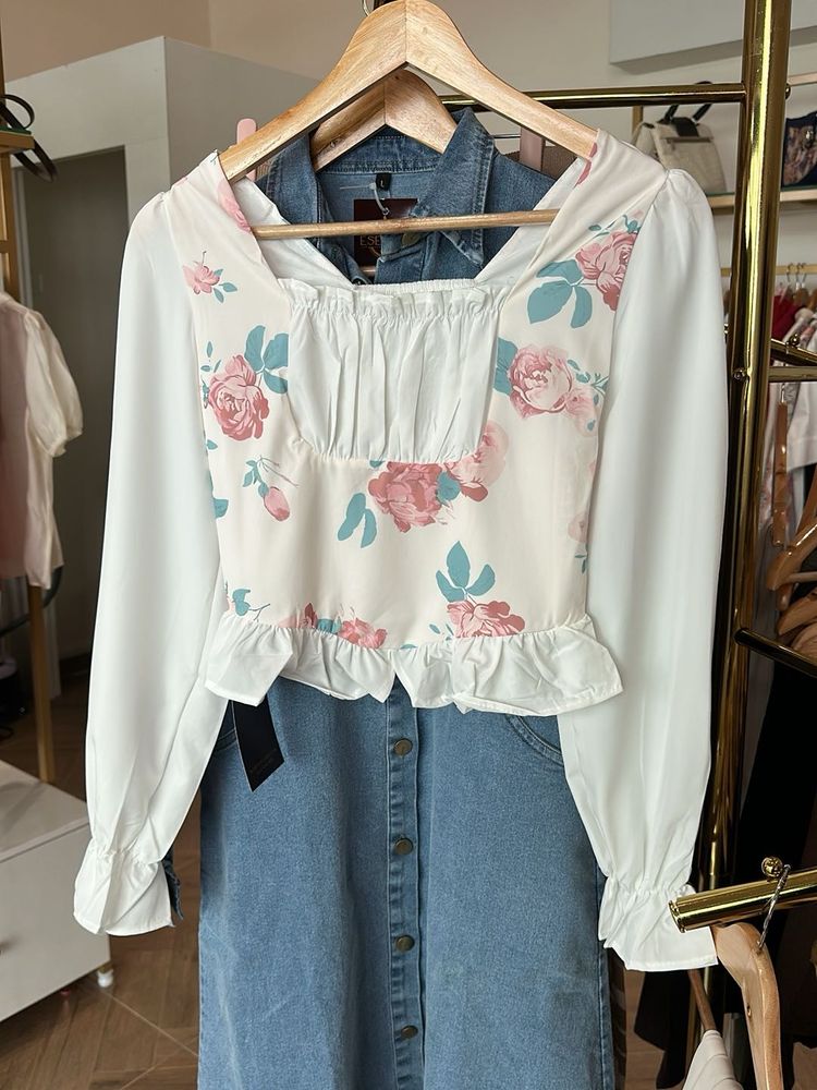 Corset Style Floral Print Top