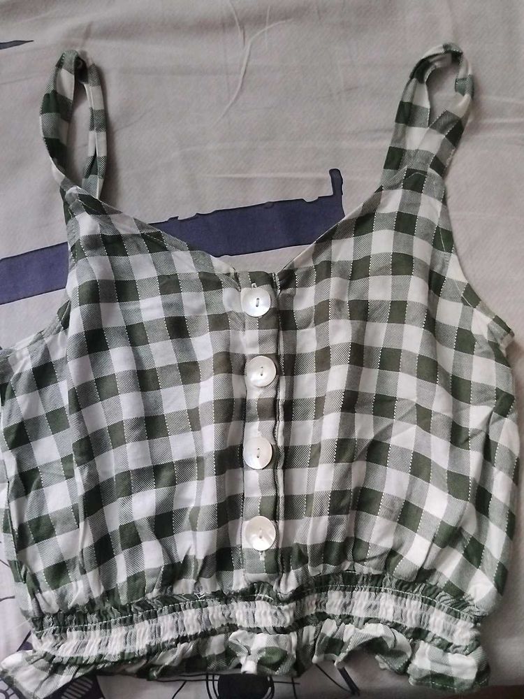 Green Check Crop Top 💚