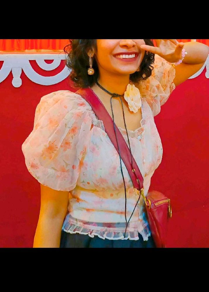 Mast&amp;Harbour Puff Sleeve Corset Top