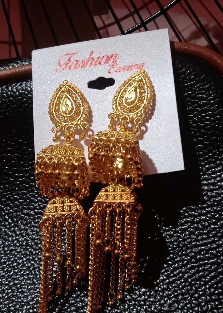 Golden Jhumka Earrings