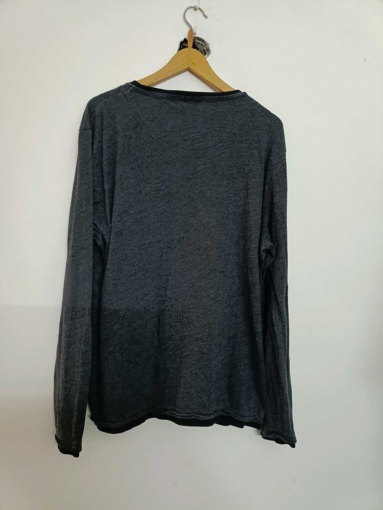 Men&#39;s Charcoal Black Long Sleeve T-Shirt by H&amp;M