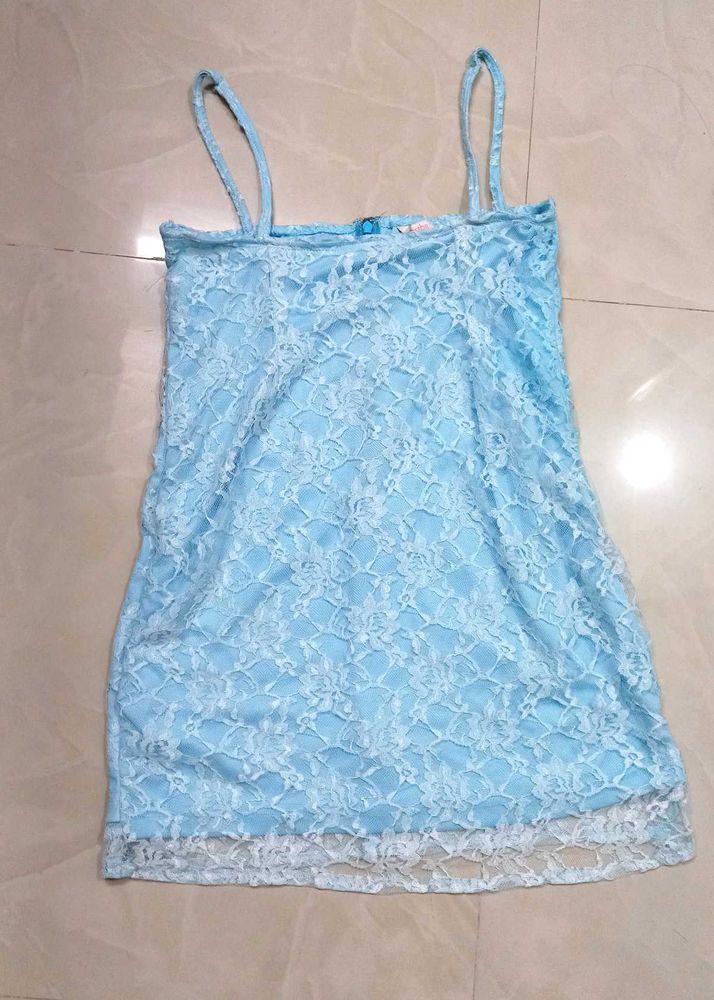 Blue Lace Cami Dress