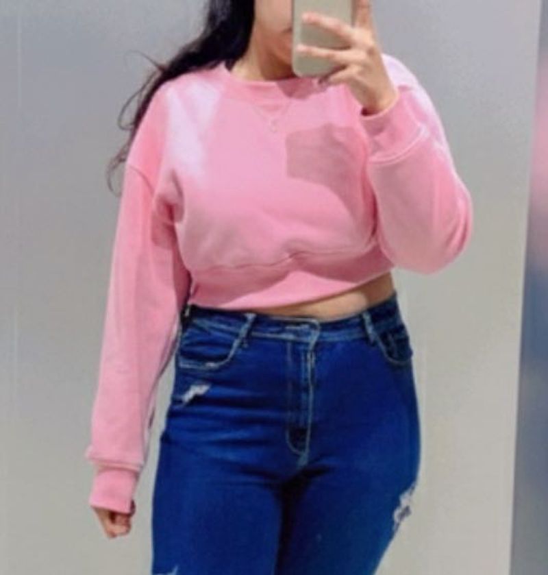 Pink Cropped Sweatshirt dropshoulder