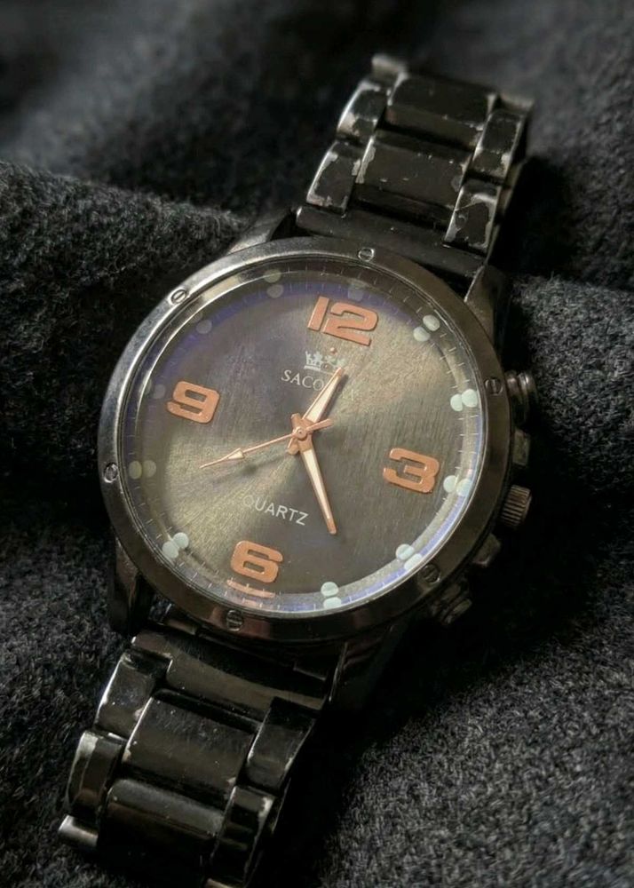SACORRA Black Quartz Watch (Used)